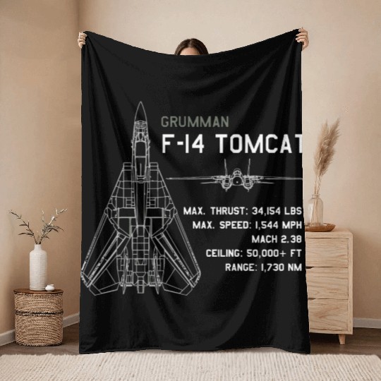 F 14 Tomcat Schematics Throw Blankets