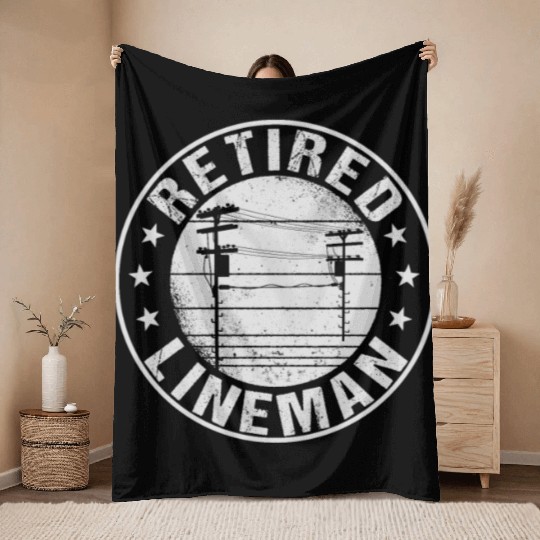 Retired Lineman Gift Throw Blankets