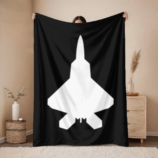 F 22 Raptor Fighter Jet Throw Blankets