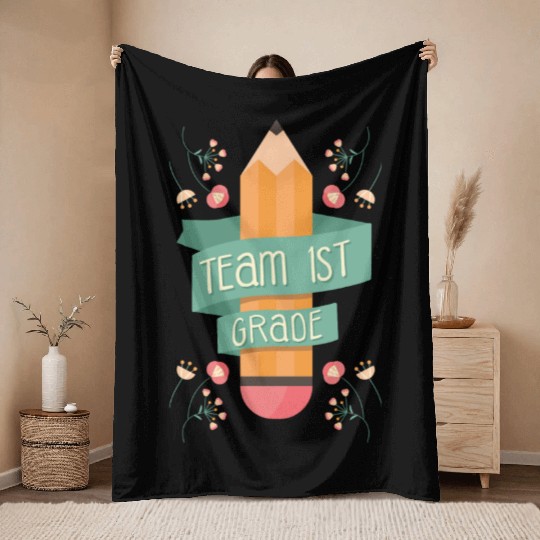 Back To School Student Teacher Team 1St Grade Throw Blankets