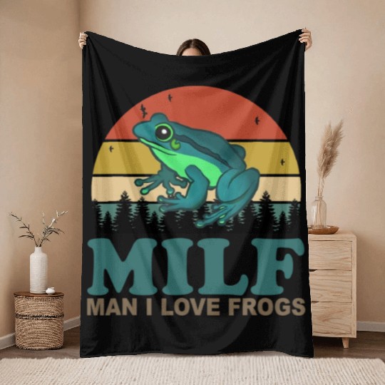 MILF Man I Love Frogs Throw Blankets
