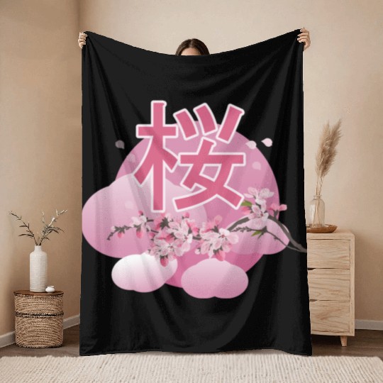 Cherry bloosom , Sakura, Cherry Blossom Throw Blankets