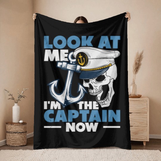 Captain Boat Lovers Fishermen Sailing Boating Throw Blankets
