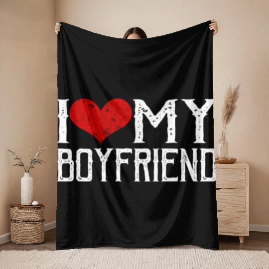 i love my bf Throw Blankets
