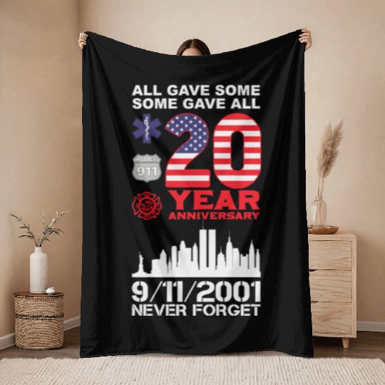 Patriot Day Never Forget 9 11 2001 Anniversary Throw Blankets