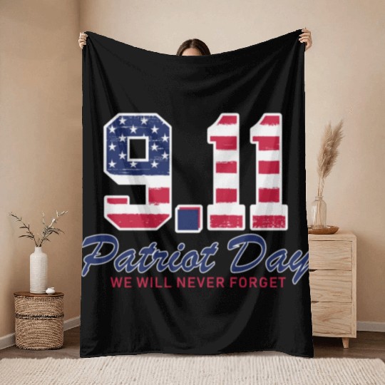 Patriot Day Never Forget 9 11 Anniversary Throw Blankets