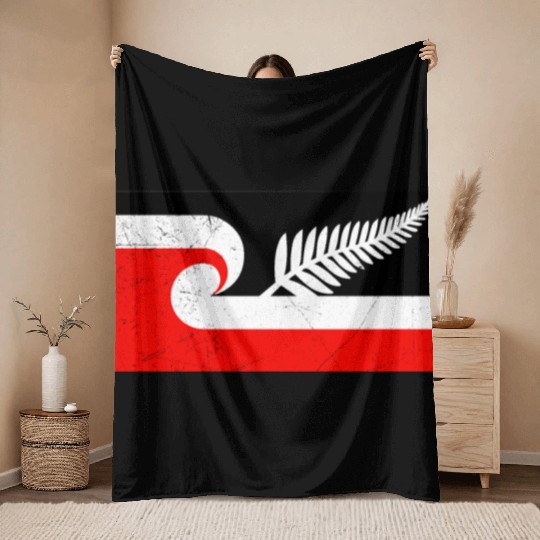 Maori Flag Silver Fern New Zealand Lover Gift Idea Throw Blankets