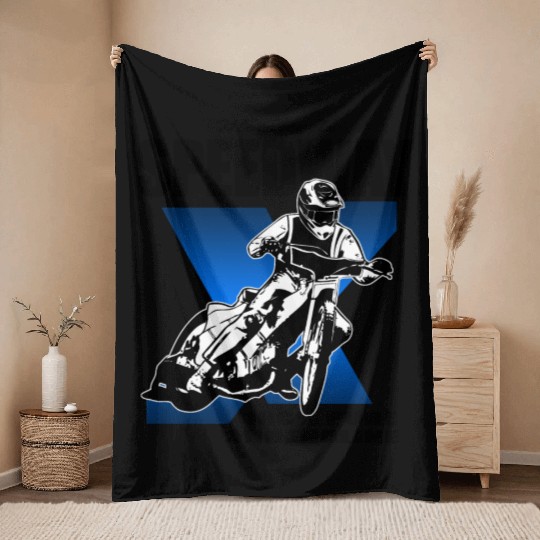 Motorcycle Speedway Racing Throw Blankets