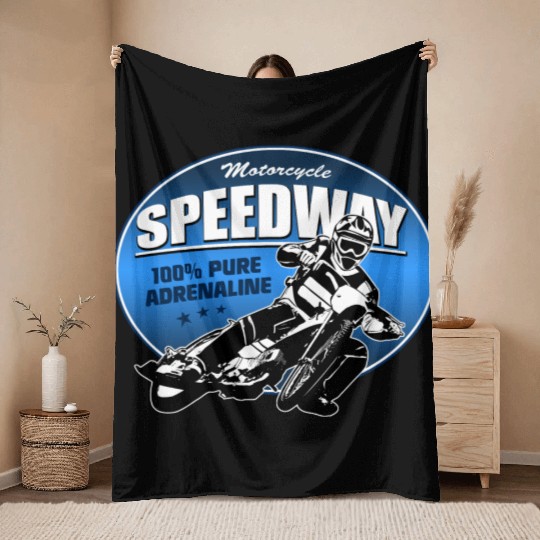 Motorcycle Speedway Racing Throw Blankets