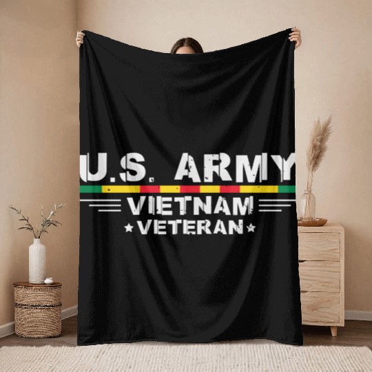 US Army Vietnam Veteran Soldier Throw Blankets