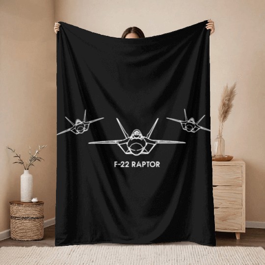 Lockheed Martin F-22 Raptor Throw Blankets