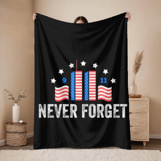 Never Forget 9/11 Patriot Day 2021 Throw Blankets