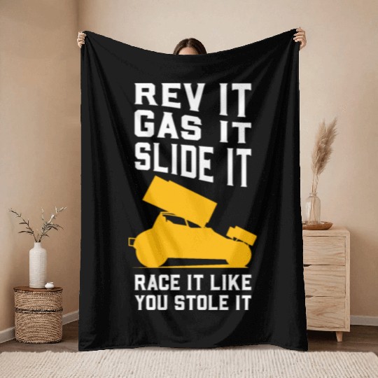 Sprint Car Racing Throw Blankets
