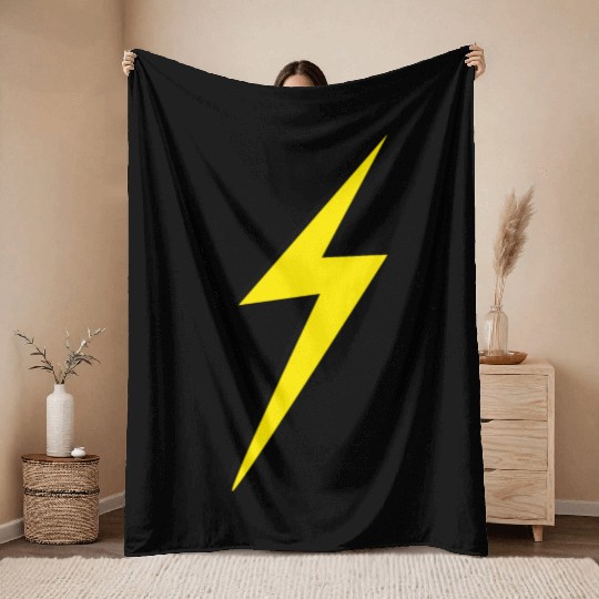 double Lightning Bolt Yellow And Black Throw Blankets