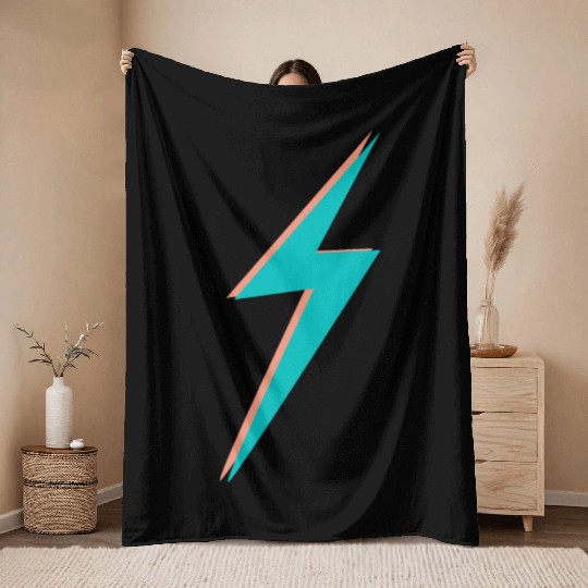 double Lightning Bolt Pink And Blue Throw Blankets