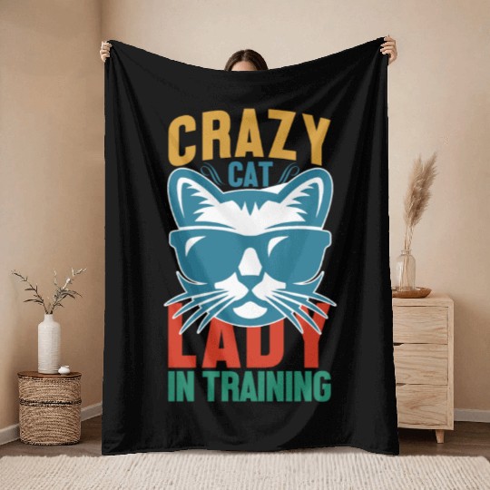 Crazy cat lady Throw Blankets