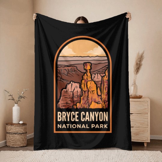 Bryce Canyon National Park Badge Throw Blankets