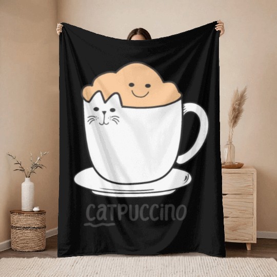 Coffee Lover Caffeine Cat Lover Kity Kitten Pet Throw Blankets
