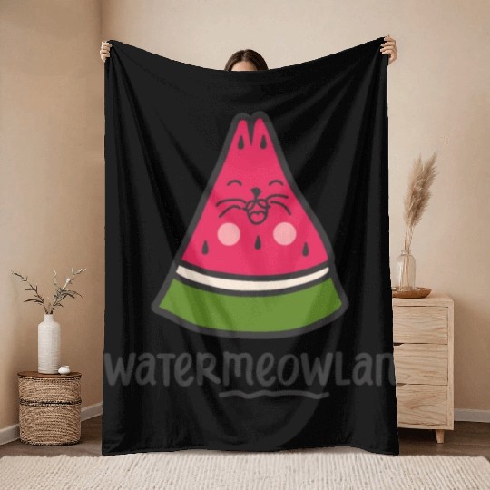 Watermeowlan Watermelon Cat Lover Kity Kitten Pet Throw Blankets