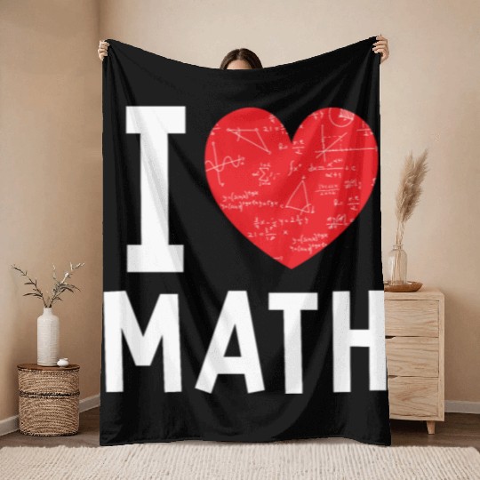 I Love Math Heart Math Throw Blankets