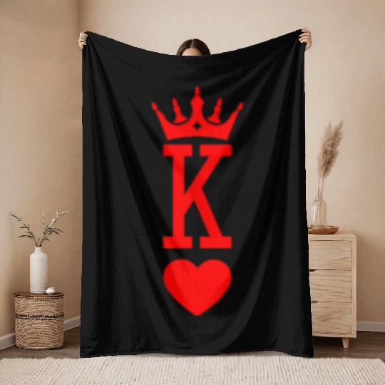 King of Hearts King Queen Couple Halloween Costume Throw Blankets