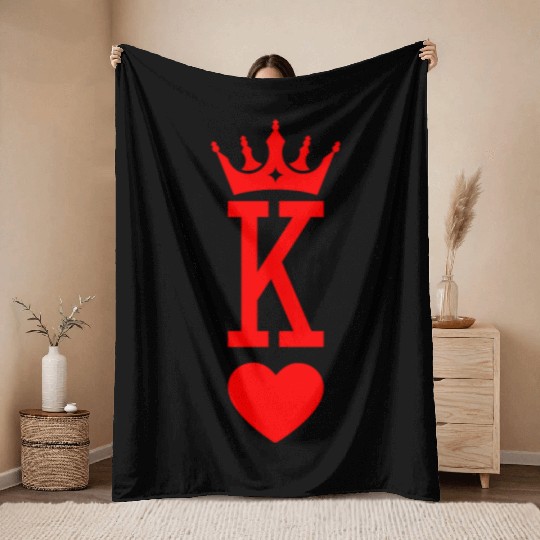 King of Hearts King Queen Couple Halloween Costume Throw Blankets