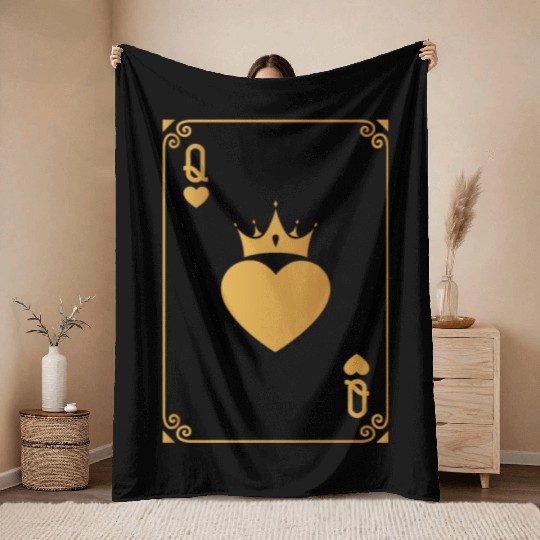 Queen of Heart King Queen Couple Halloween Costume Throw Blankets