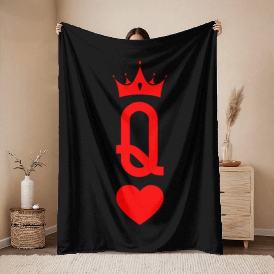 Queen of Heart King Queen Couple Halloween Costume Throw Blankets