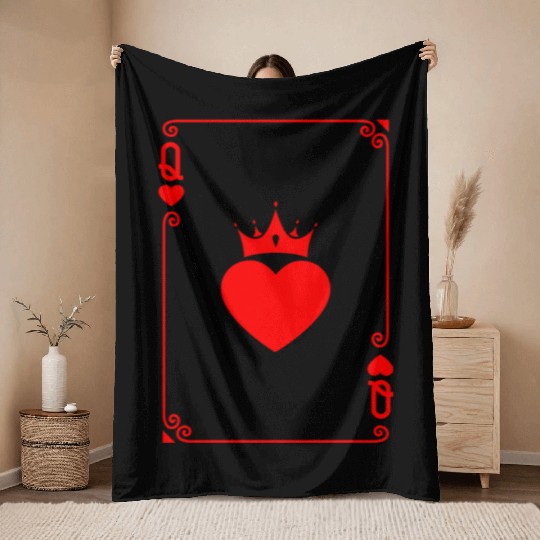 Queen of Heart King Queen Couple Halloween Costume Throw Blankets