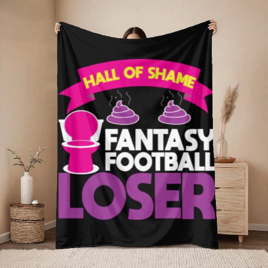 Fantasy Football Loser Poop Funny Throw Blankets