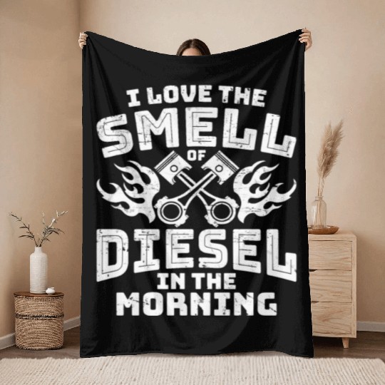 Funny Diesel Mechanic Truck Auto Apparel Throw Blankets