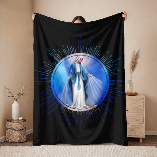 Virgin mary madonna maria ave maria catholic bibel Throw Blankets