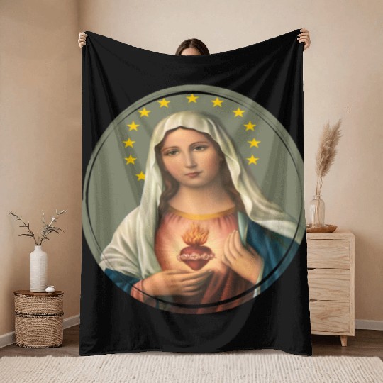 Virgin mary madonna maria ave maria catholic bibel Throw Blankets
