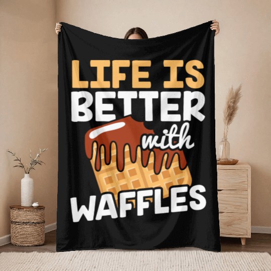 Life is Better with Waffles Waffle Pancakes Throw Blankets