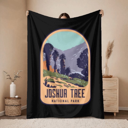 Joshua tree national park retro design Throw Blankets
