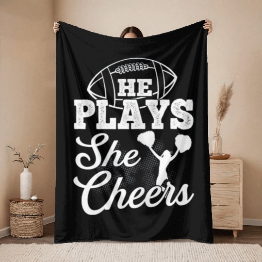 Cheer Mom Football Son Throw Blankets