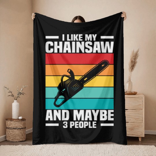 Chainsaw Woodworking Throw Blankets