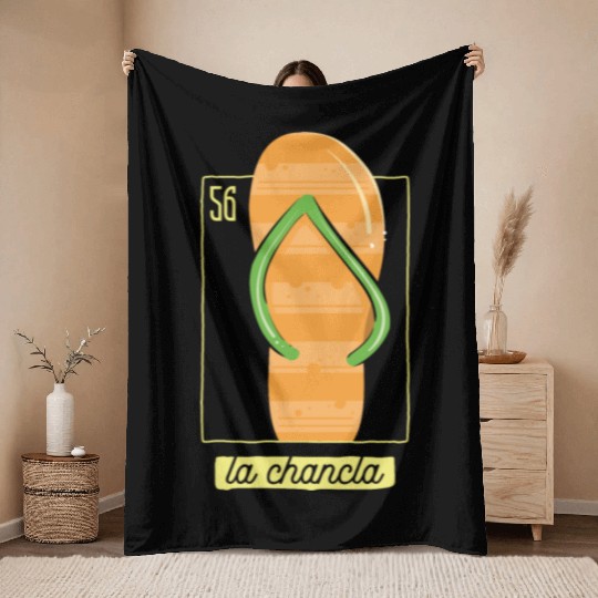 Loteria Cards Mexican Lottery Bingo La Chancla Throw Blankets