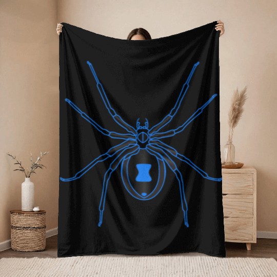 Black Widow Blue Design Throw Blankets
