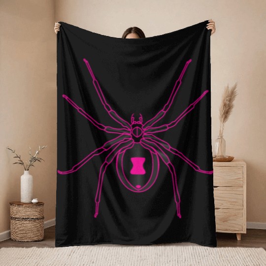 Black Widow Pink Design Throw Blankets