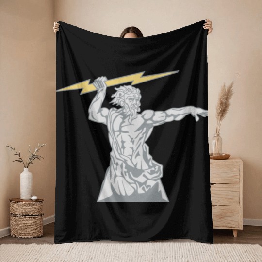 Greek mythology Zeus lightning bolt silhouette Throw Blankets