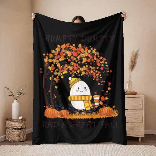 Humpty Dumpty Had A Great Fall Thanksgiving Autumn Throw Blankets