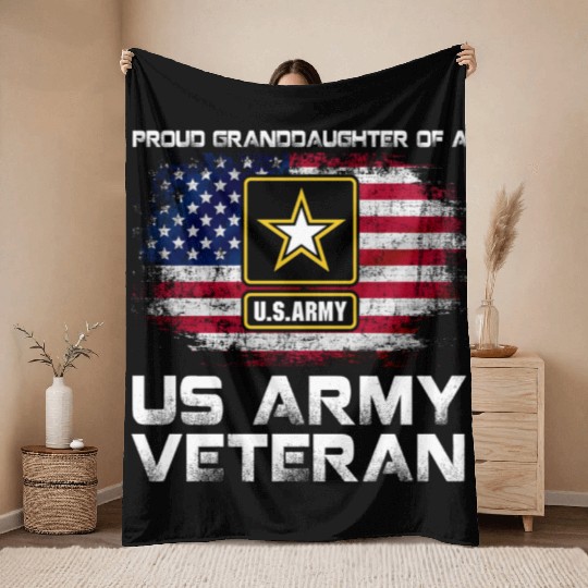 Proud Granddaughter Of A Us Army Veteran Military Throw Blankets