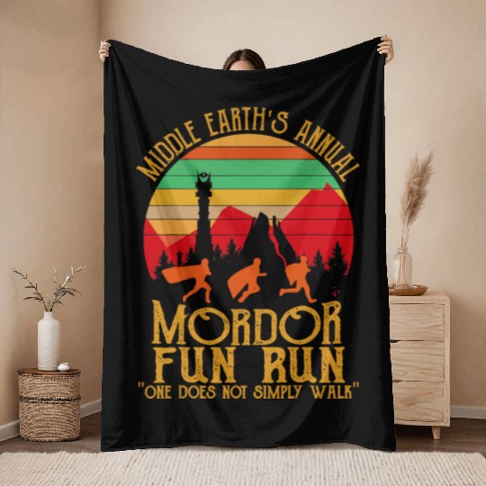 Mordor Fun Run One läuft nicht einfach Vintage Throw Blankets
