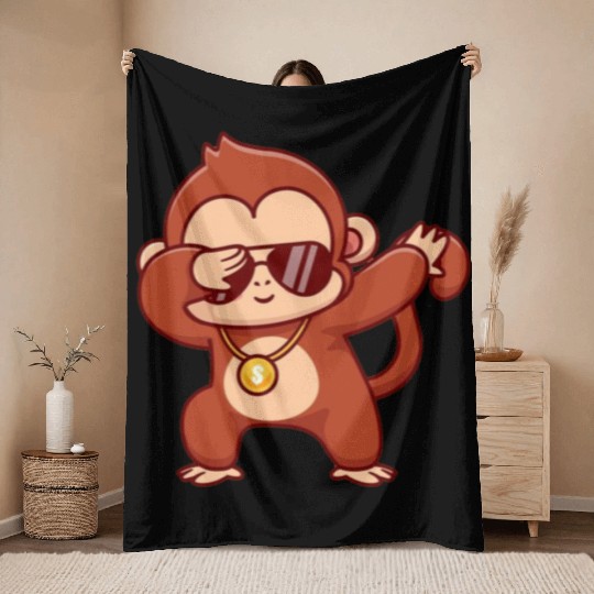 Cool monkey dabbing Throw Blankets