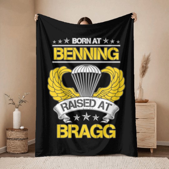 Fort Bragg Airborne Division US Army Veteran Throw Blankets