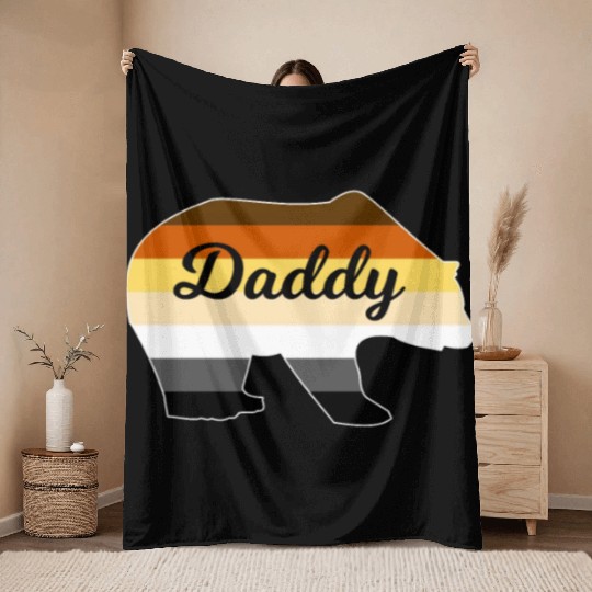 Daddy Bear Gay Pride Gay Bear Couple Flag Cute Lov Throw Blankets