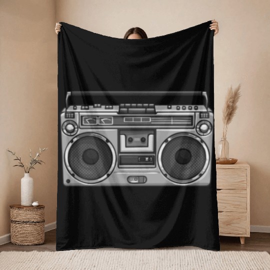 Old School Hip Hop 90s Nostalgia BoomBox Throw Blankets