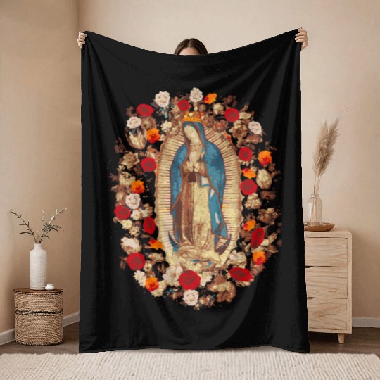 Our Lady Of Guadalupe Virgin Mary Catholic Throw Blankets