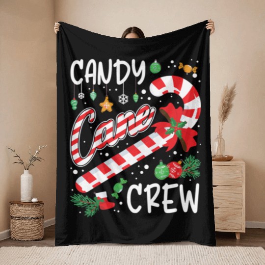 Candy Canes Crew Christmas Matching Group Xmas Throw Blankets
